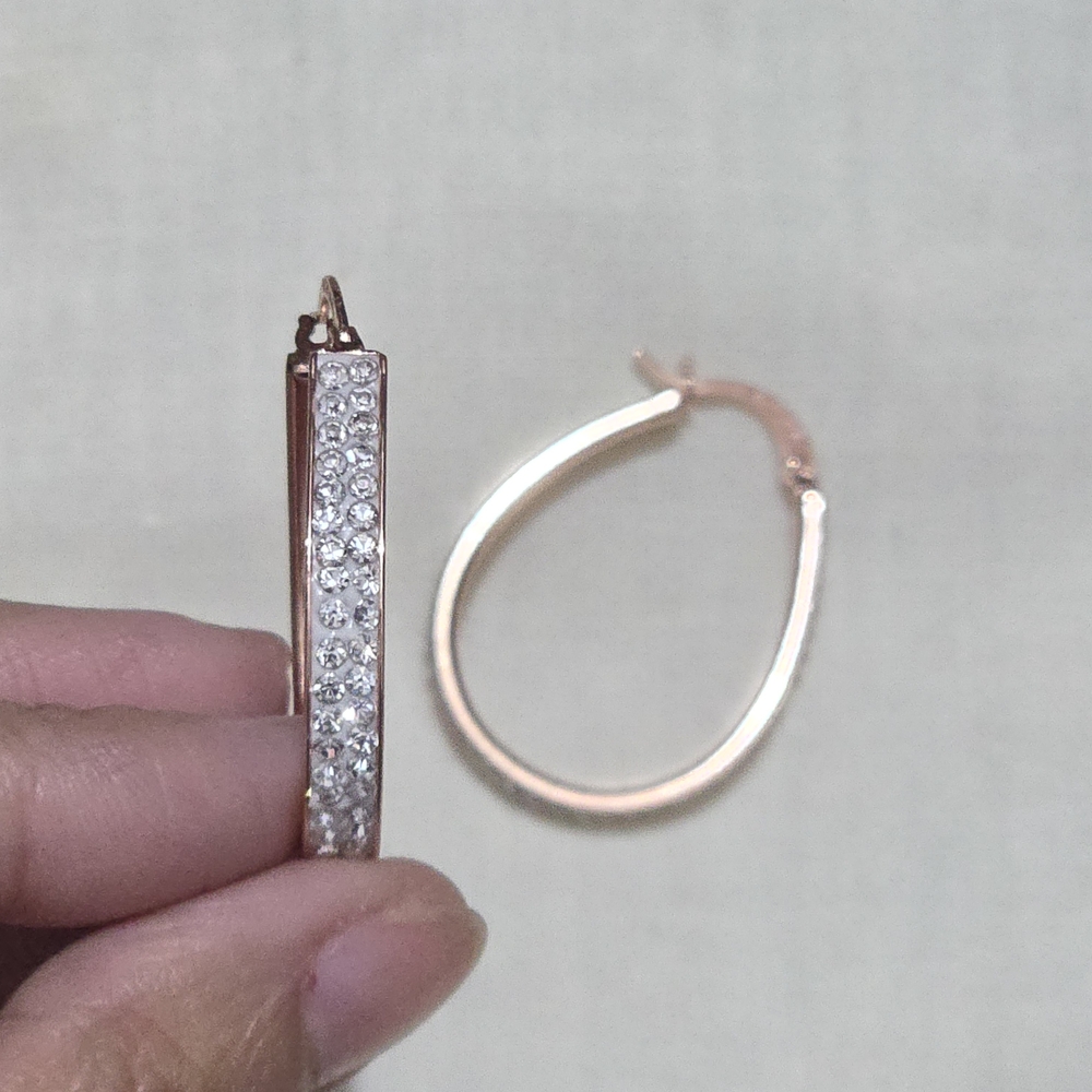 Elegant Rose Gold Hoop Earrings with Crystals